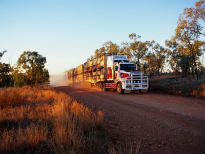 Roadtrain Hurtles Through Outback, Cape York Peninsula, Queensland, Australia