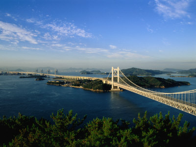 Seto-ohashi bridge over Inland Sea to Shikoku, Washuzan, Japan
