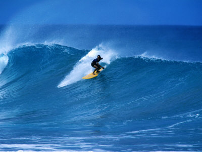 Surfer Riding Wave at Viringa O Tuki, Easter Island, Valparaiso, Chile