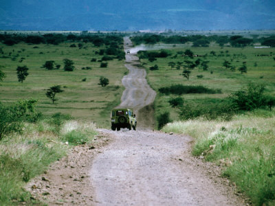 Jeep on Dirt Road, Ngorongoro Conservation Area, Arusha, Tanzania