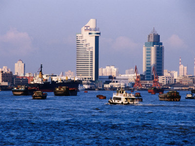Tour Boats on Huangpu River, Shanghai, China