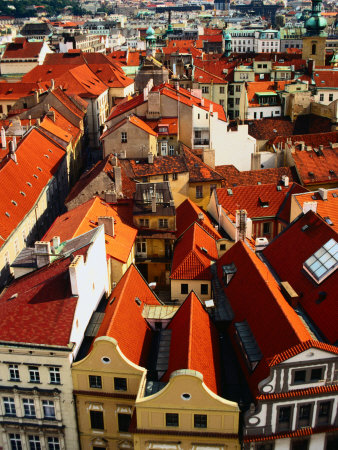 Looking Over Old Town Towards Church of St. Gall, Prague, Czech Republic