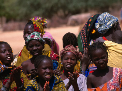 Buy Local Village Children Colourfully Attired on Niger River, Mali at AllPosters.com