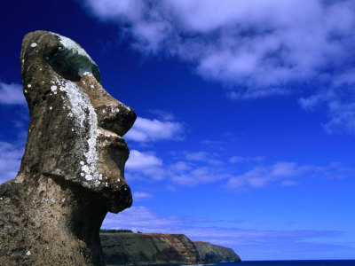 Traditional Moai Carved from Soft Volcanic Rock, Ahu Tongariki, Chile Posters