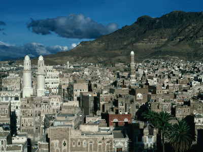 Buildings of Town with Mountain Behind, San