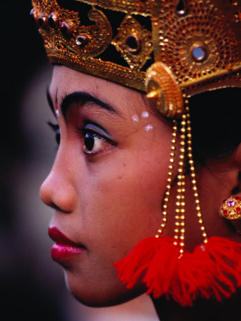 A Young Rejang Dancer Waits in Line for Her Turn to Dance Pendet, Indonesia