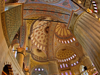 Interior of the Blue Mosque, Istanbul, Turkey