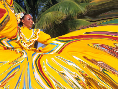Dancers Performing in Costume, Costa Maya, Mexico