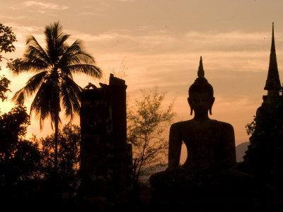 Buddha Statue and Sunset, Thailand