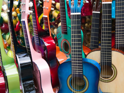Toy Guitars, Olvera Street Market, El Pueblo de Los Angeles, Los Angeles, California, USA