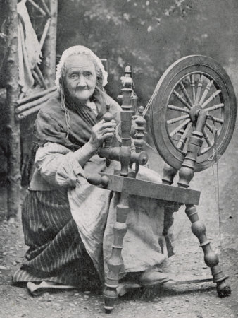An Old Irishwoman at Her Spinning-Wheel