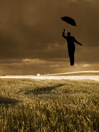 Buy Flying Man with Umbrella at AllPosters.com