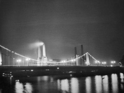 Battersea Power Station and Thames at night