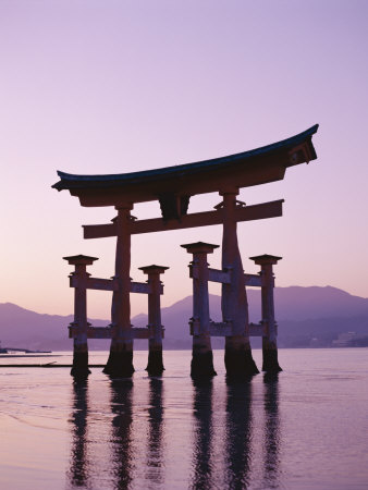 Sunset, Torii Gate, Itsukushima Shrine, Miyajima Island, Honshu, Japan