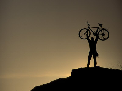 Mountain Biker on Cliffs, Turnagain Arm, Alaska, USA