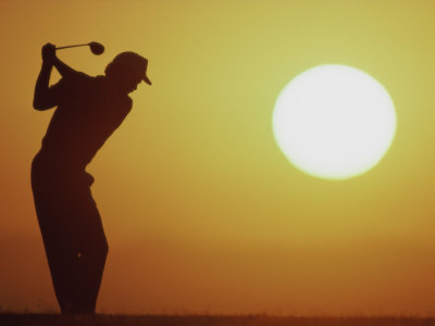 Sunset Golf Swing Poster