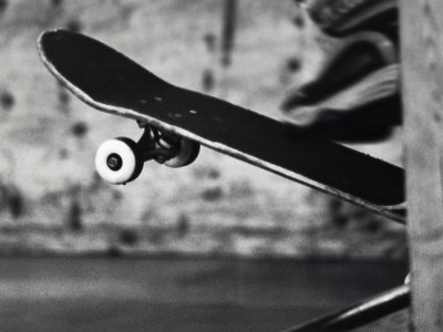 Close-up Monochromatic Image of a Skateboard Poster