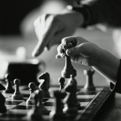 Buy Monochromatic Image of an Adult and Child Playing Chess at AllPosters.com