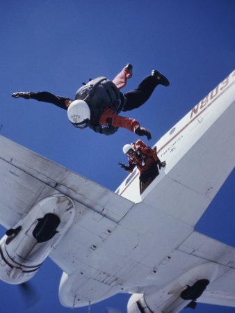 Skydivers Jumping from Plane Poster