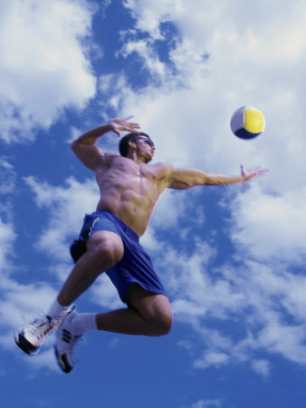 Buy Low Angle View of a Man Playing Beach Volleyball at AllPosters.com