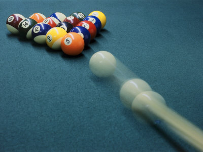 Buy Cue Ball Rolling Towards Racked Billiard Balls at AllPosters.com