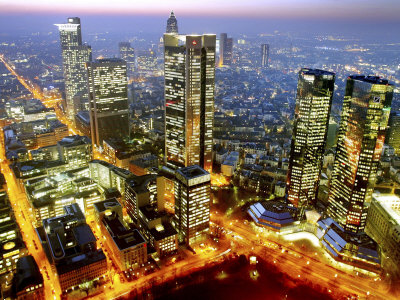 The Frankfurt, Germany, Skyline is Seen at Sunset