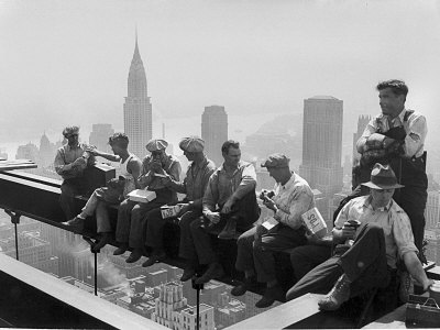 Buy Construction Workers Take a Lunch Break on a Steel Beam Atop the RCA Building at Rockefeller Center at AllPosters.com