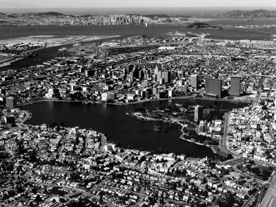 This Aerial View Shows the City of Oakland, Calif., in the Foreground