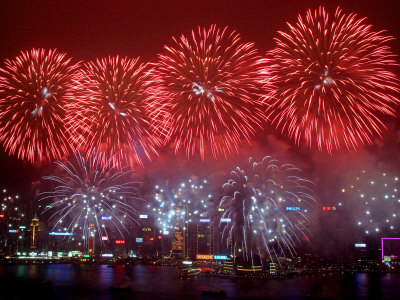Fireworks Explode Over Hong Kong