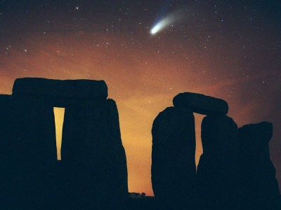 Comet Hale-Bopp Seen Above the Ancient Stone Circle of Stonehenge