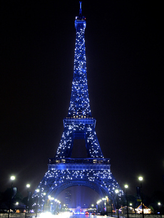 The Eiffel Tower Shows Blue Lighting to Mark Europe