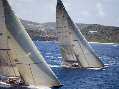 Aerial Photo of J-Class Cutters, Antigua Classic Yacht Regatta, Antigua & Barbuda