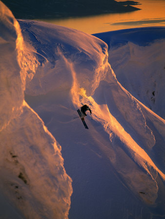 Skiing in the Midnight Sun, Narvik, Norway Poster