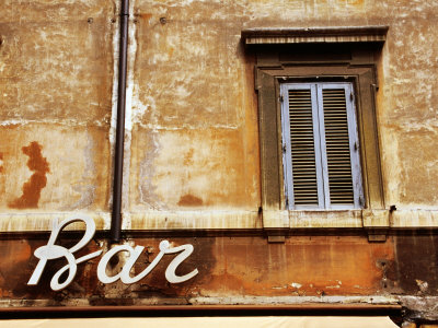 Buy Bar Sign on Old Building Facade, Rome, Italy at AllPosters.com