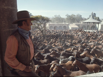 Actor John Wayne During Filming of Western Movie "The Undefeated"