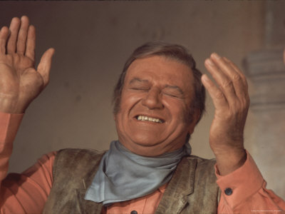 Actor John Wayne During Filming of Western Movie "The Undefeated"