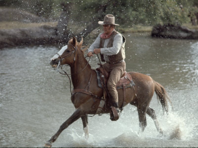Actor John Wayne During Filming of Western Movie "The Undefeated"