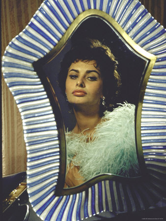 Reflection in a Mirror of Actress Sophia Loren