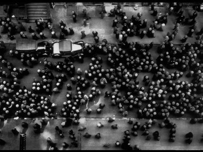 Overhead View of Men Relaxing on 36th Street, Between Eighth and Ninth Aves.