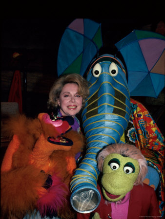 Relationships Expert Dr. Joyce Brothers with Puppets from Television Series "Sesame Street"