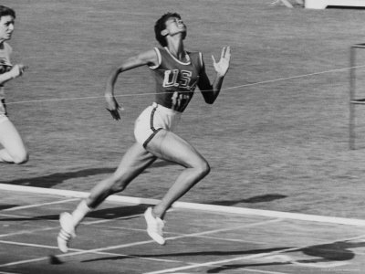 Wilma Rudolph, Across the Finish Line to Win One of Her 3 Gold Medals at the 1960 Summer Olympics