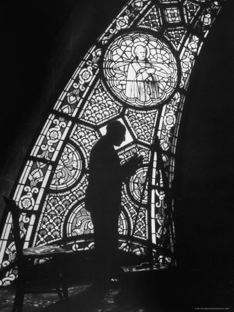 Alfred Eisenstaedt Working in Cathedral on Assignment