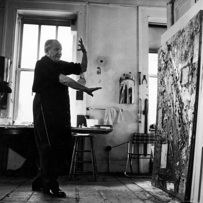 Hans Hofmann Painting in His Studio