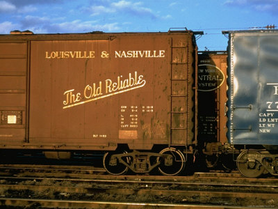Buy Railroad Box Cars, One with Logo of Louisville and Nashville Railroad and Name "The Old Reliable" at AllPosters.com
