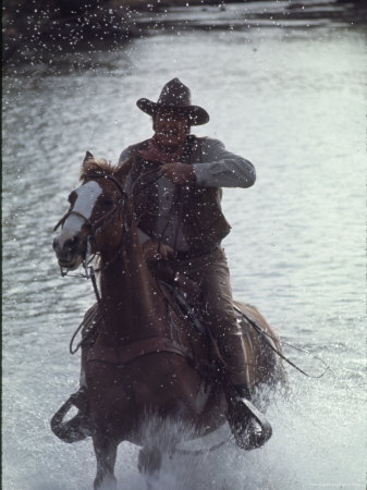Actor John Wayne During Filming of Western Movie "The Undefeated"
