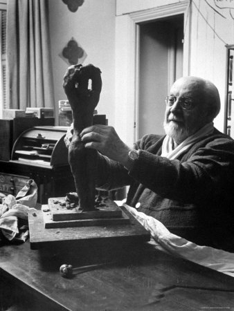 Henri Matisse Sculpting Nude Female Figure in His Apartment