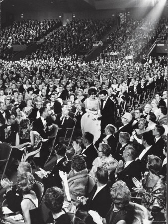 Elizabeth Taylor with Husband Eddie Fisher Accept Her Oscar Award During Academy Awards Ceremony
