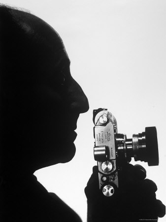 Silhouetted Profile of Photographer Alfred Eisenstaedt with a Camera