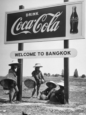 Billboard Advertising Coca Cola at Outskirts of Bangkok with Welcoming Sign