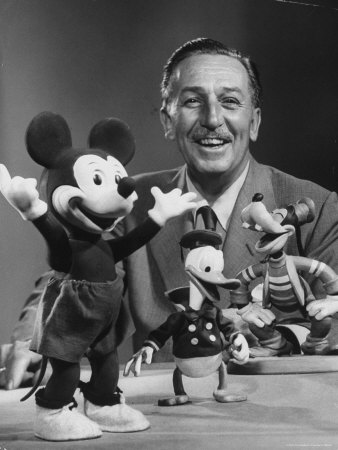 Walt Disney, of Walt Disney Studios, Posing with Some Famous Cartoon Characters
